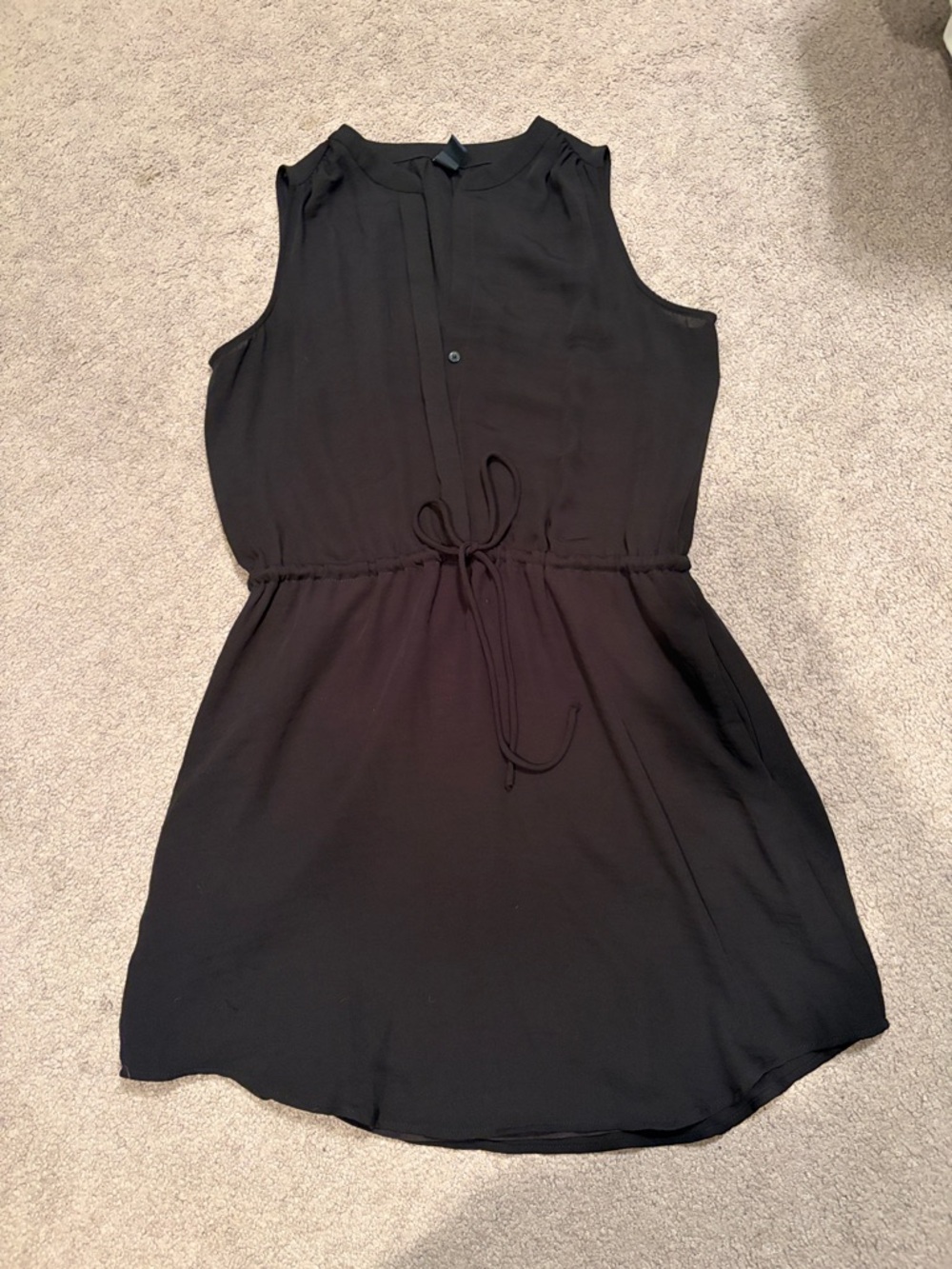 GAP Black Sleeveless Drawstring Mini Dress